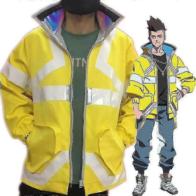 Anime Cyberpunk Edgerunners David Martinez Cosplay Costume Stand Collar Jacket Hoodie Zipper Coat Punk Adult Men Halloween_mpn