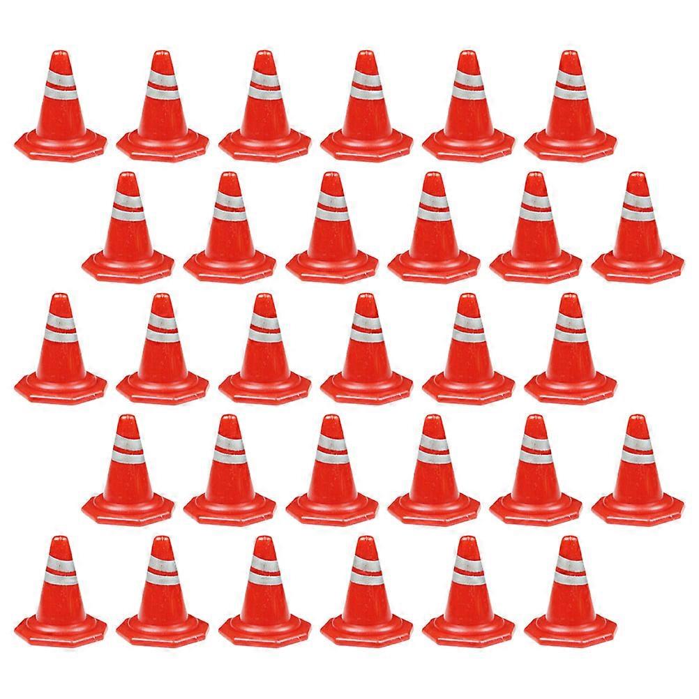 50pcs Mini Traffic Cones Tiny Simulation Safety Roadblocks Simulation Traffic Sign Models