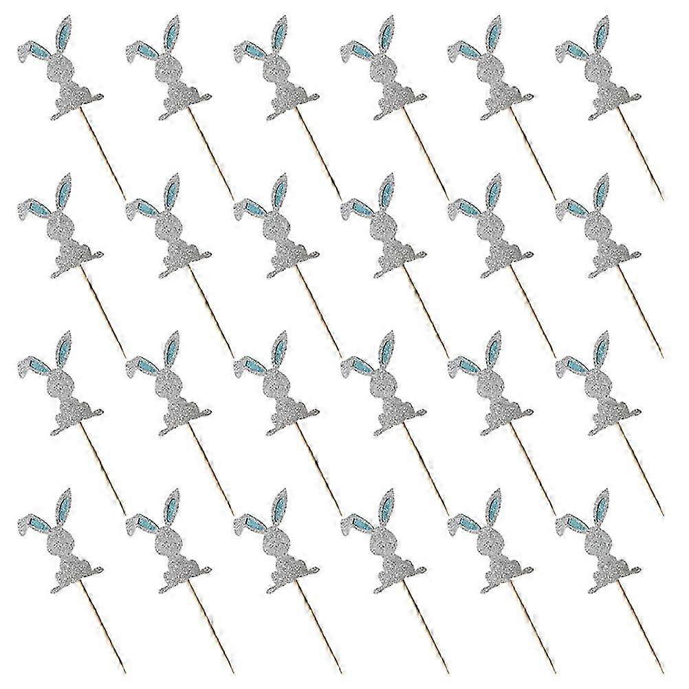Rabbit Cake Insert Cards compatible withDecoration 48Pcs Easter Cupcake Toppers