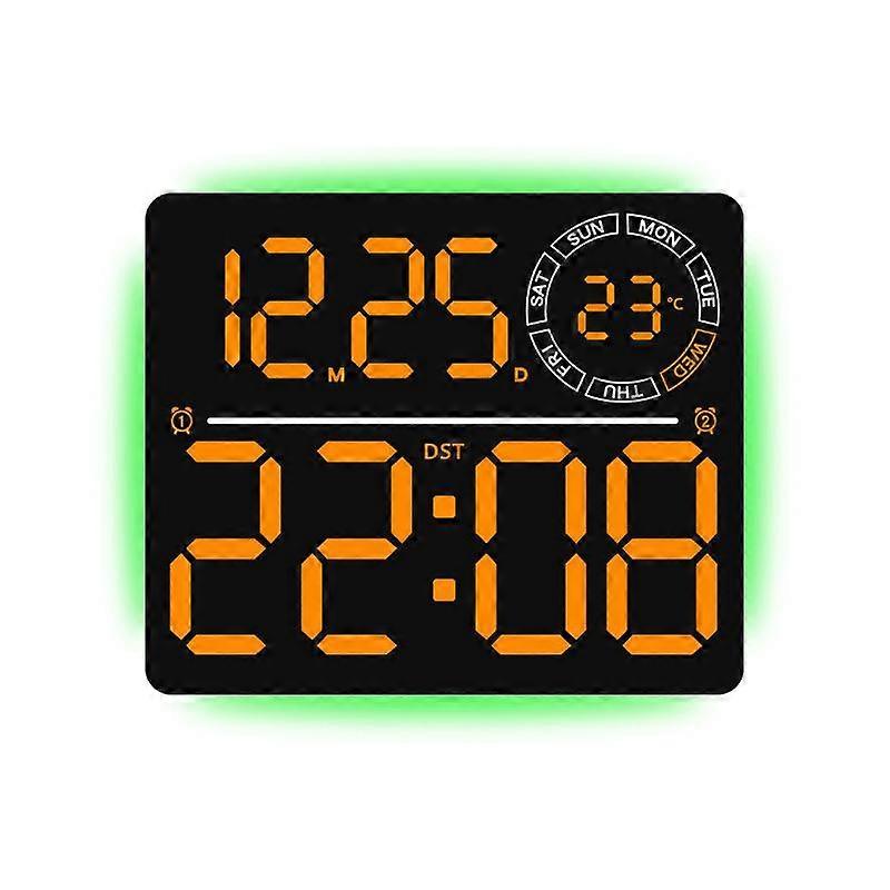 Large LED Digital Wall Clock with RGB Ambient Light