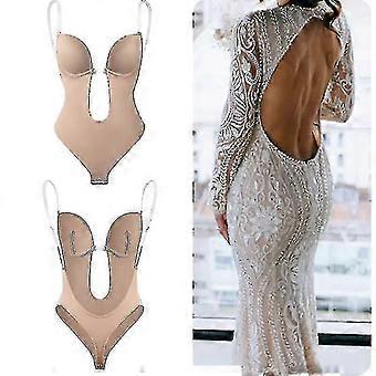 SNDO-Women Plunging Deep V-neck Body Shaper Strapless Backless Bodysuit Shapewear