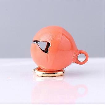 Pet Collar Bell Iron Pet Round One Piece Bell Collar Pendant Accessories with Keyring Compatible withCats and DogsOrange