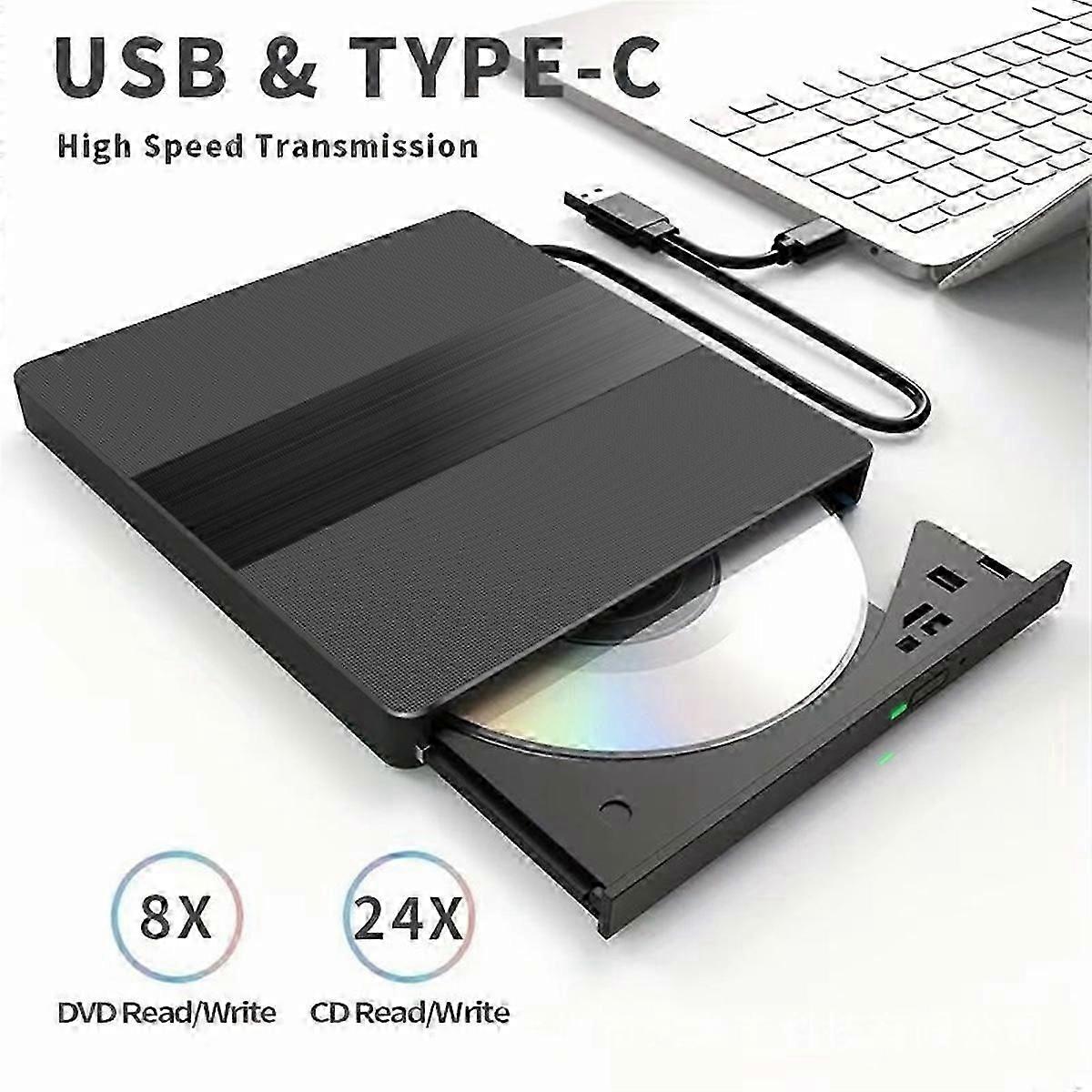 USB3.0 External CD DVD Reader CD/DVD Drive Burner Reader Type-C External Optical Hard Drive Disk fo
