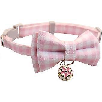 (Pink)Puppy Collar Pet Collar Dog Collar Cat Collar Adjustable Puppy Collar Cute and Comfortable Puppy Collar with Beautiful Bow Small Bell