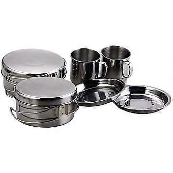 Set di pentole da campeggio da 8 pezzi, set da cucina per picnic, kit da campeggio con pentola, padella e tazza d'acqua, compatibile con escursionismo e viaggi.