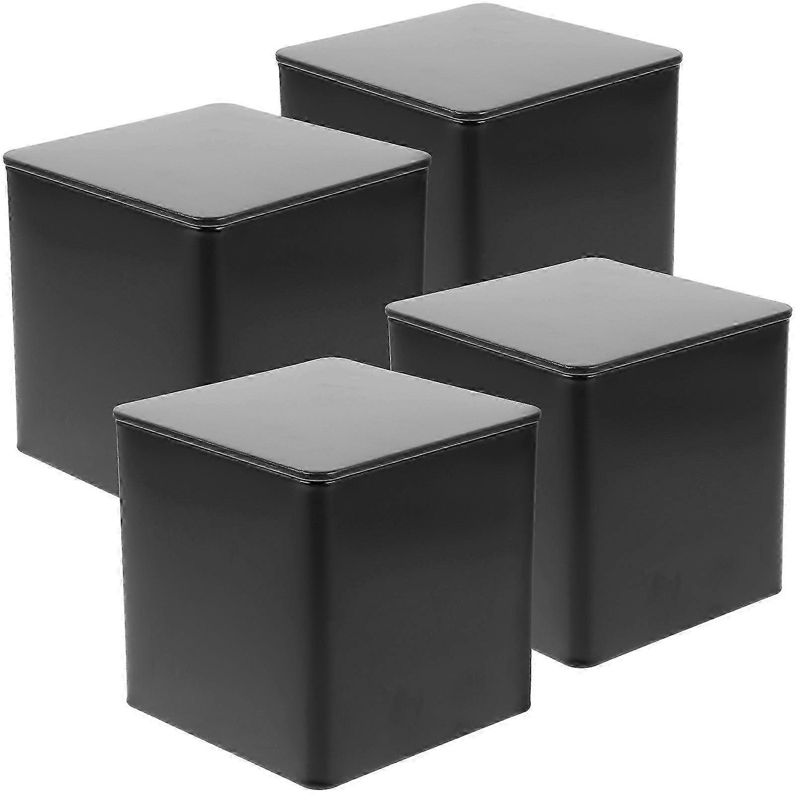 4pcs Small Tinplate Boxes Empty Containers Coffee Tea Candy Storage Containers