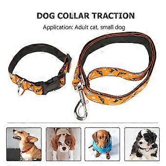 Adjustable Halloween Pet Collar 2Pcs Nylon Leash Set for Dogs