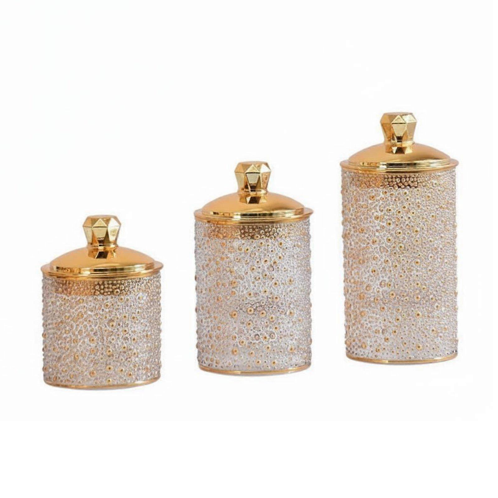Gold Lid Candy Jar Humidity-Resistant-Resistant Pearl Pattern Storage Container