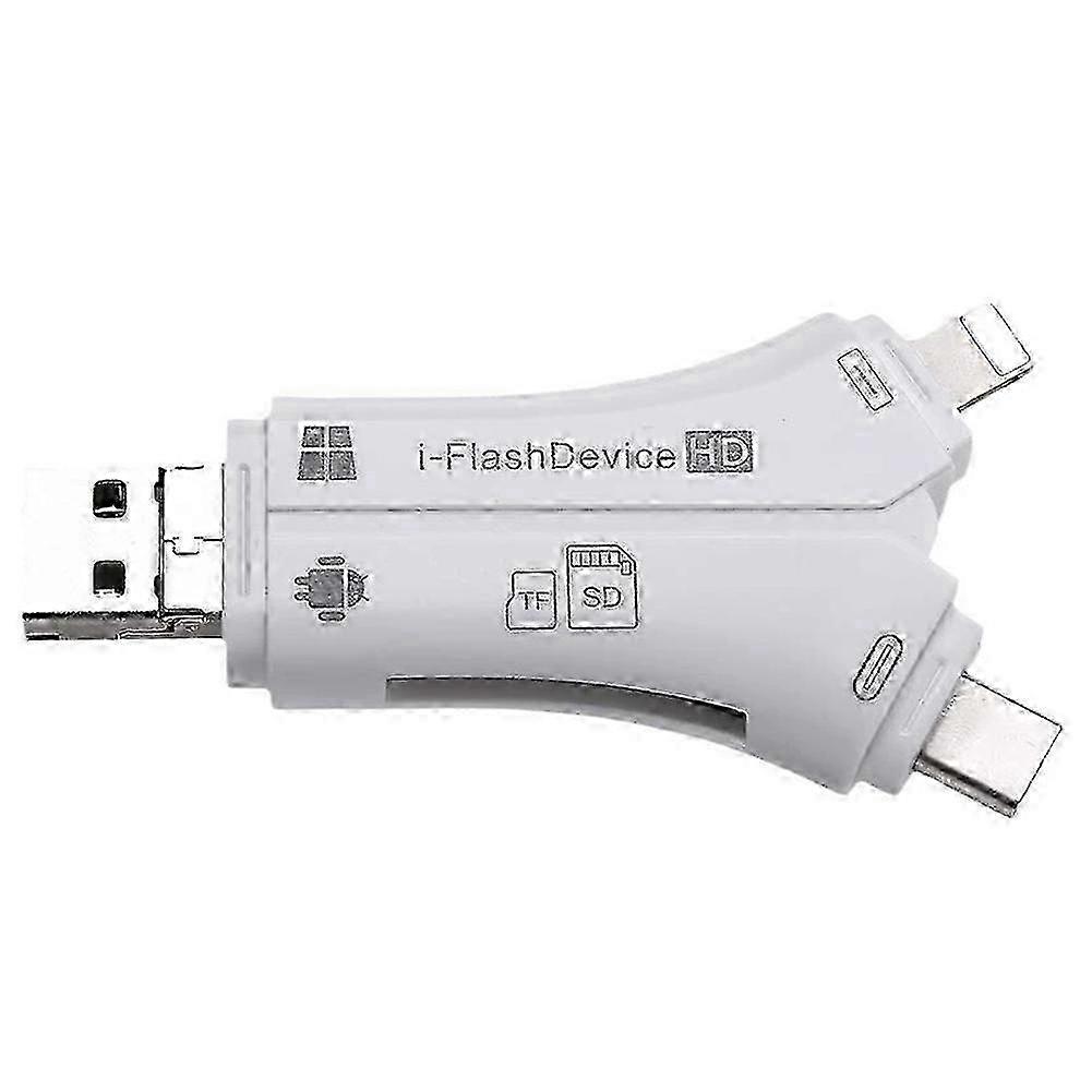 USB2.0+Micro+Type-C+Lightning 4-in-1 Multi-Interface Card Reader for SD/TF Card for Phone Android IPad I-Flashdevice