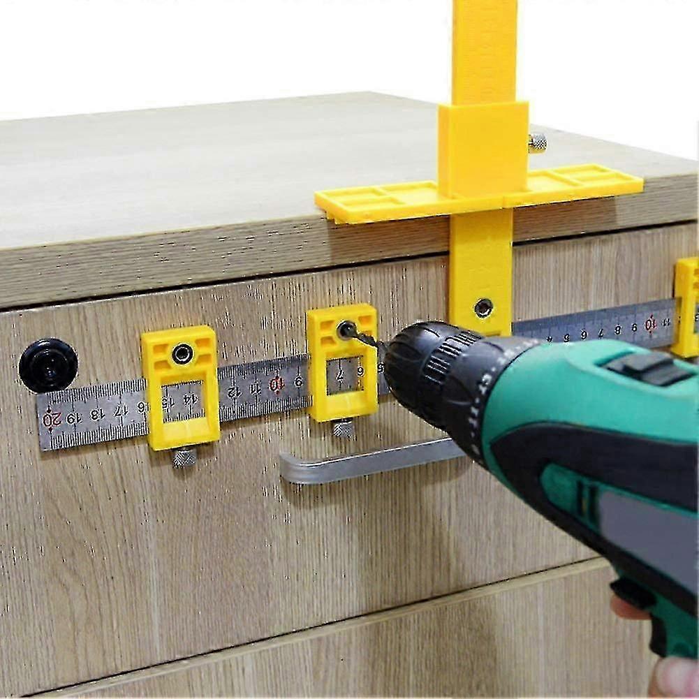 Adjustable Woodworking Jig Hole Locator compatible with Installing Handles, Knobs On Doors And Drawers.