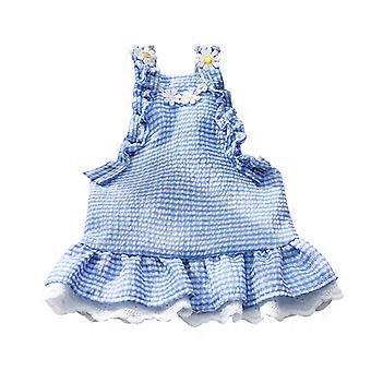 Hundekleider für Mädchen: Karierter Prinzessinnenrock, Frühlings-Sommer-Tutu-Spitzenkleid für Geburtstagsfeiern