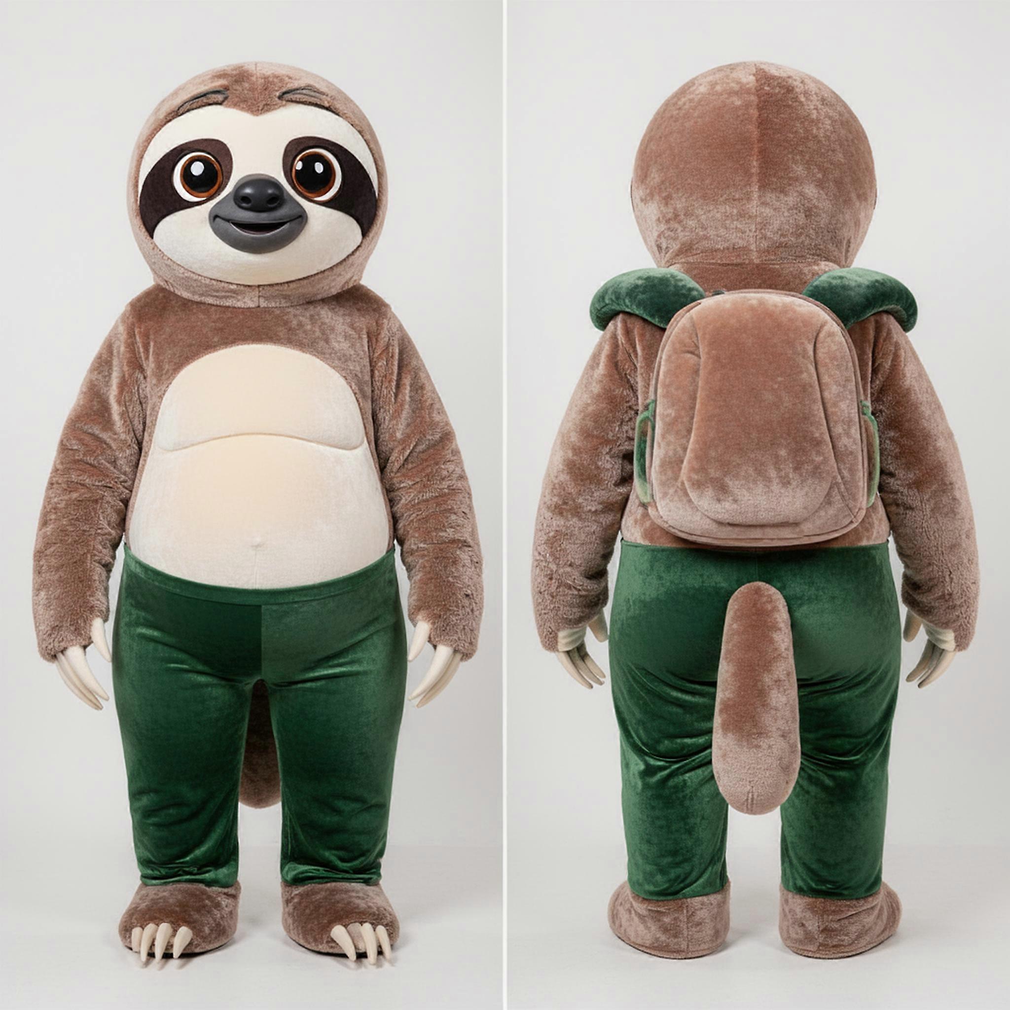 MASTICOT Soft Brown Cuddly Giant Sloth Mascot