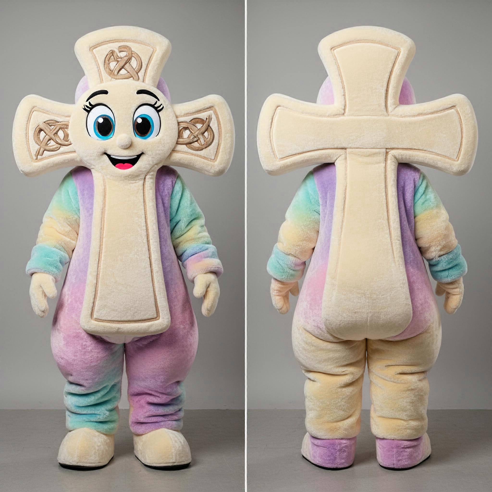 MASTICOT Cream Rounded Celtic Cross Mascot