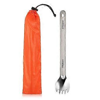 TOMSHOO Titanium Spork met lange steel en gepolijste kom Outdoor Draagbaar diner Spork Bestek Camping Backpacken Picknick