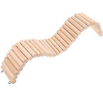 Wooden Hamster Ladder Toy for Climbing Flexible Bridge Beige