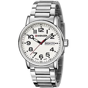 Wenger Haltung Tag & Datum Quarz Analog Man Uhr mit Edelstahl Armband 01.0341.102