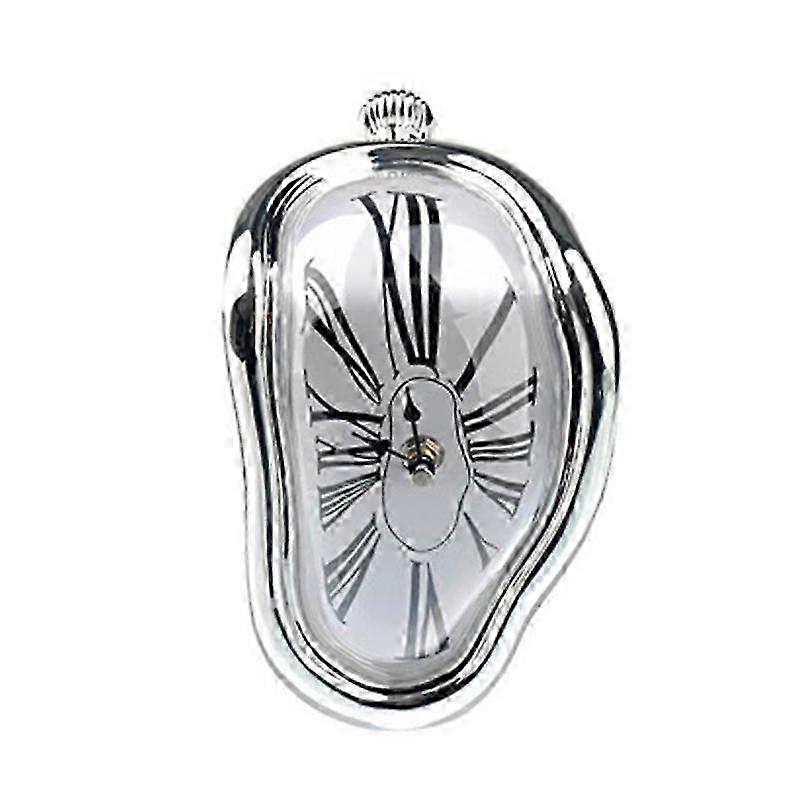 Melting Silver Desk Wall Clock