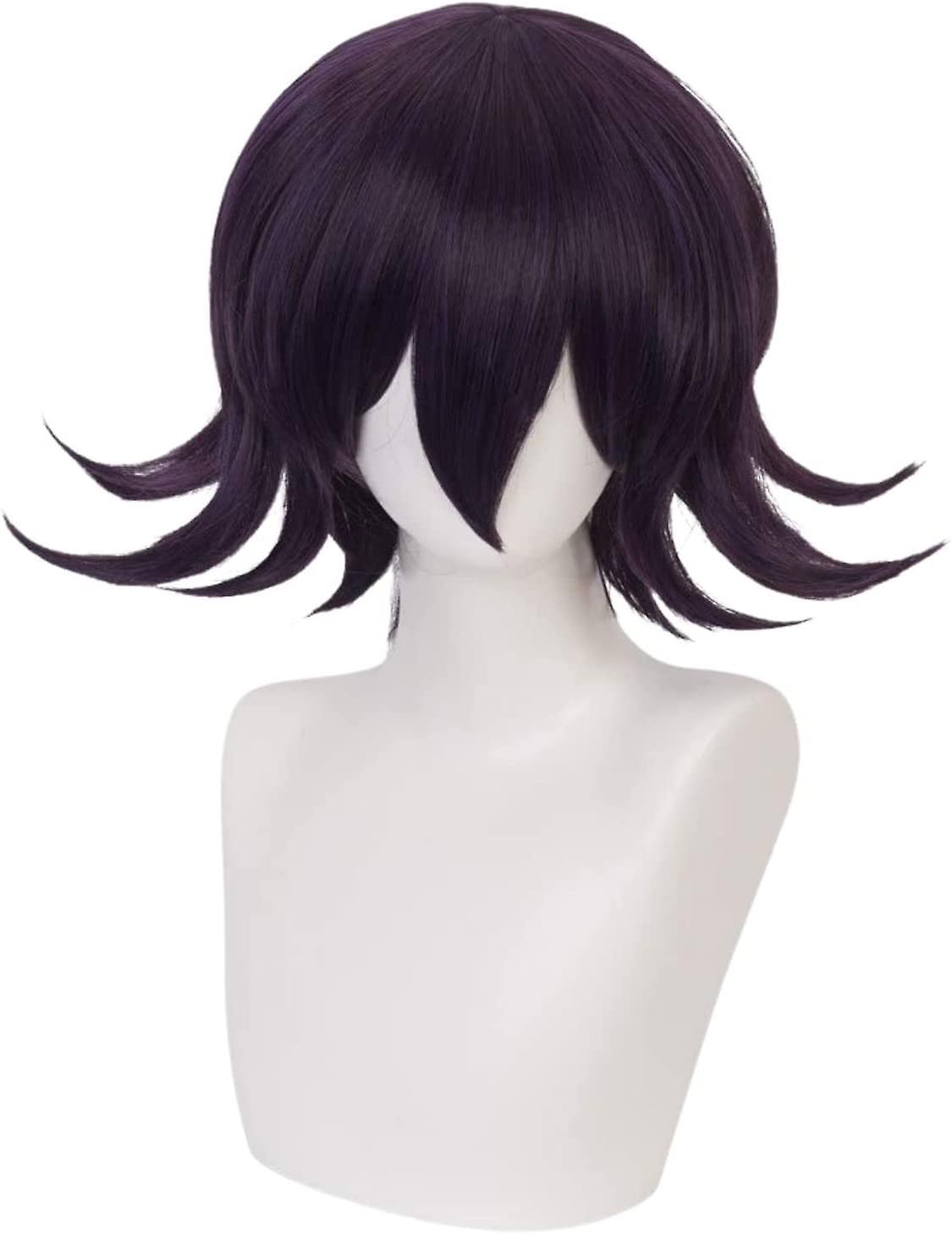 Color Purple Short Wig with Bangs for Men Synthetic
