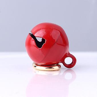 Pet Collar Bell Iron Pet Round One Piece Bell Collar Pendant Accessories with Keyring for Cats and DogsRed