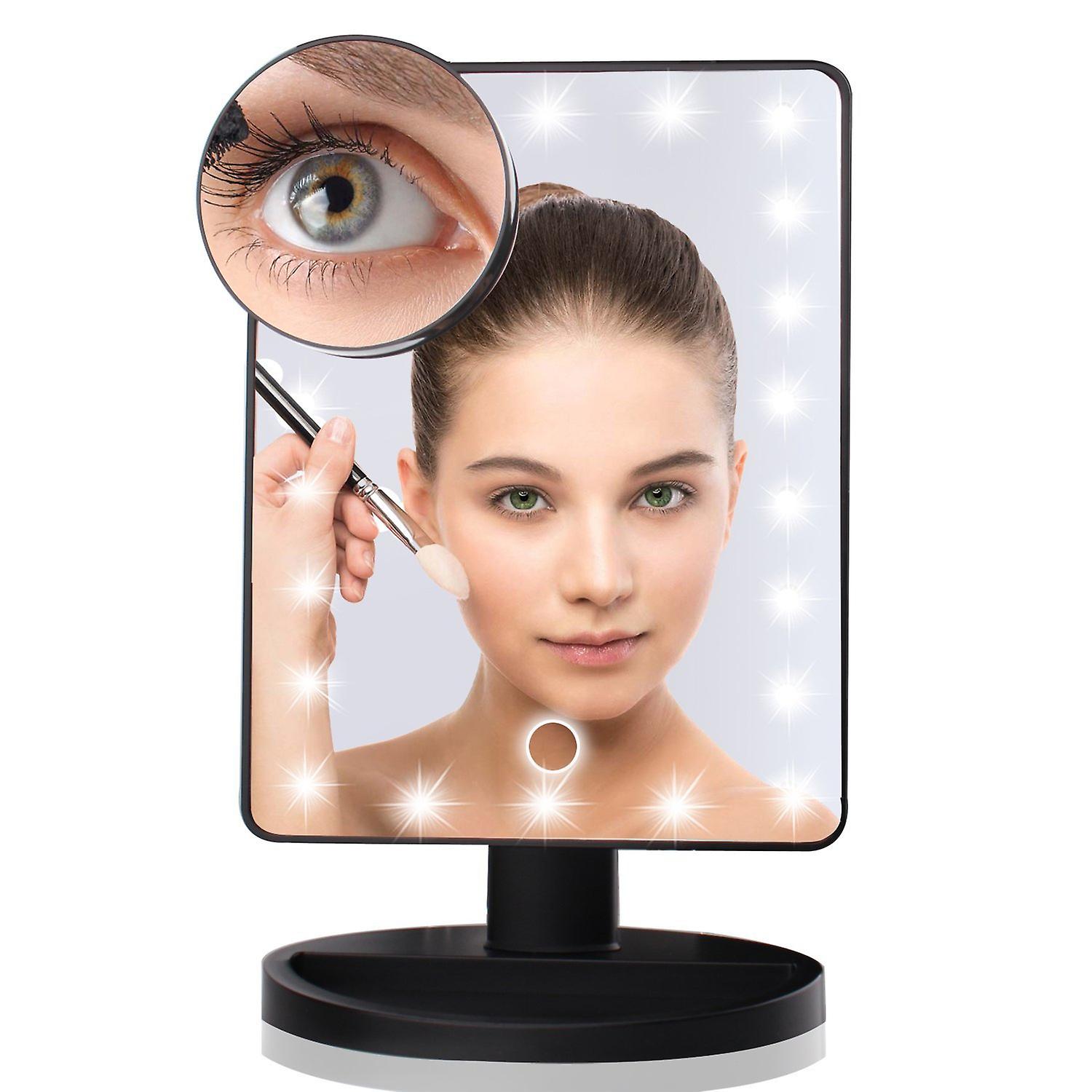 Makeup Mirror with LED Lights,Travel Mirror with 10x Detail Mirror,180° Free Rotation