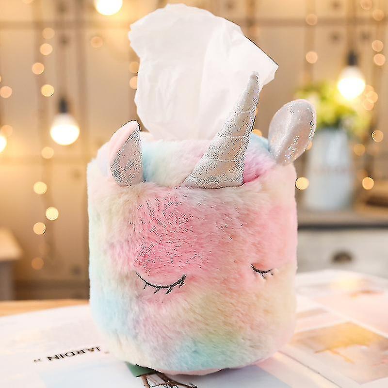 Bunte Einhorn Tissue Box Cover, niedlicher Plüsch