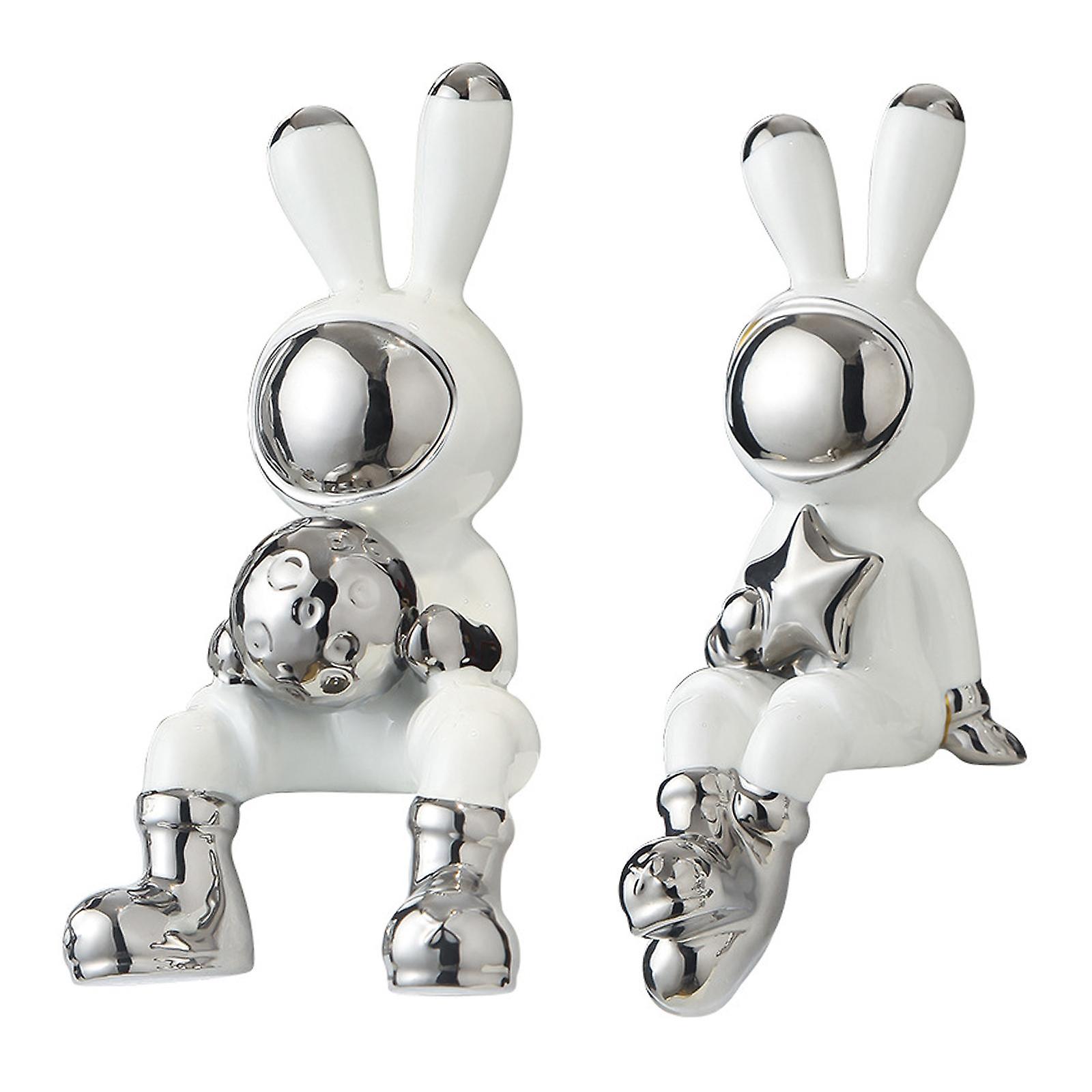Rabbit Statues Animal Figures Display Birthday Gift Desktop Bunny ...