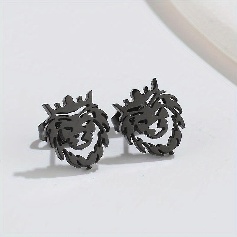 Make A Bold Statement With These Stylish Lion Crown Stud Earrings For Men!
