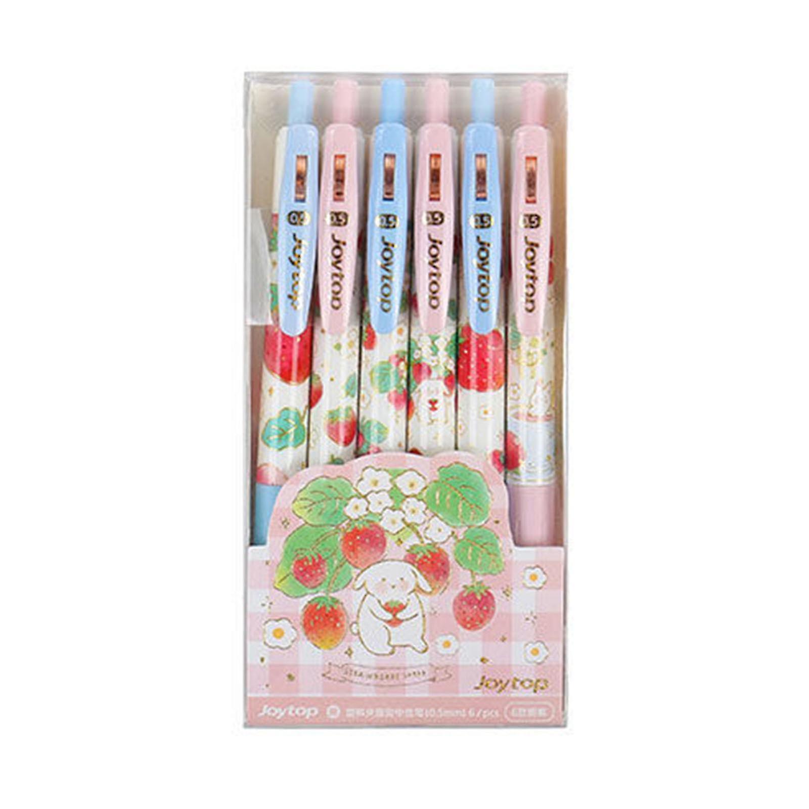 6 Pcs Retractable Gel Pen Set Refillable 0.5mm For Student Writing Note Taking