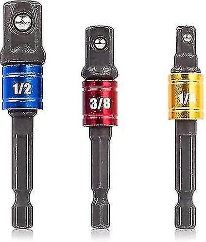 Impact Grade Socket Adapter/extension Set, Turns Power Drill Into High Speed Nut Driver, 1/4", 3/8", And 1/2" Drive, Socket To Drill Adapter For Impac