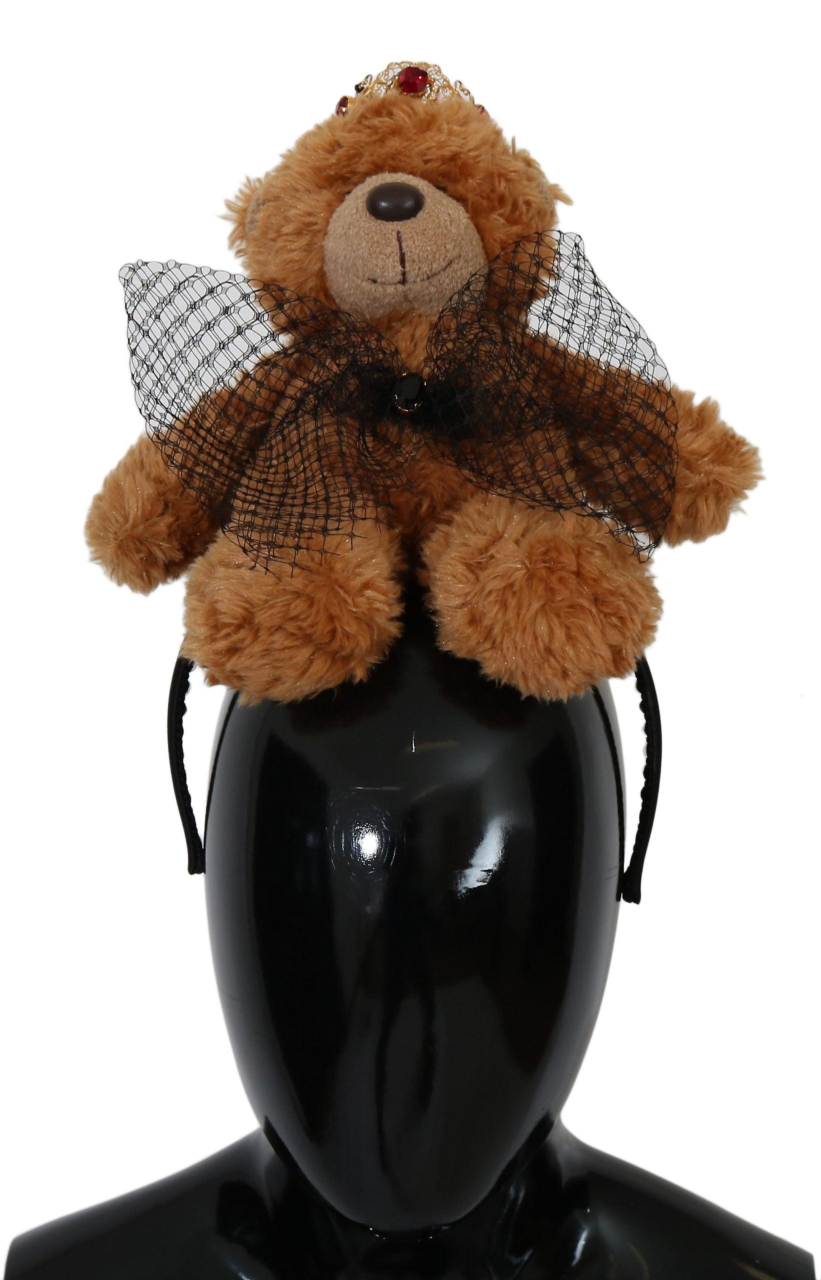 Dolce & Gabbana Teddy Bear Gold Crystal Crown Tiara Diadem Hair Band