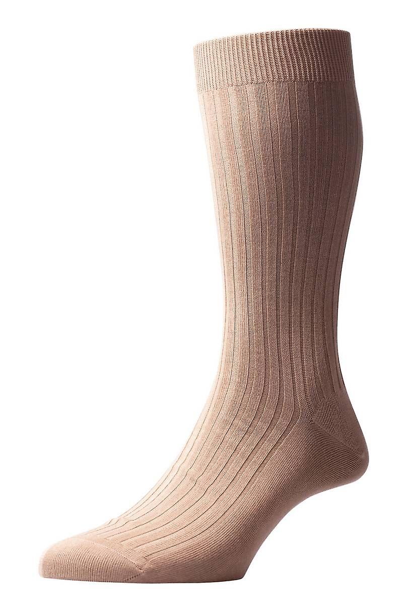 Pantherella Danvers Rib Cotton Lisle Socks - Ligh Khaki