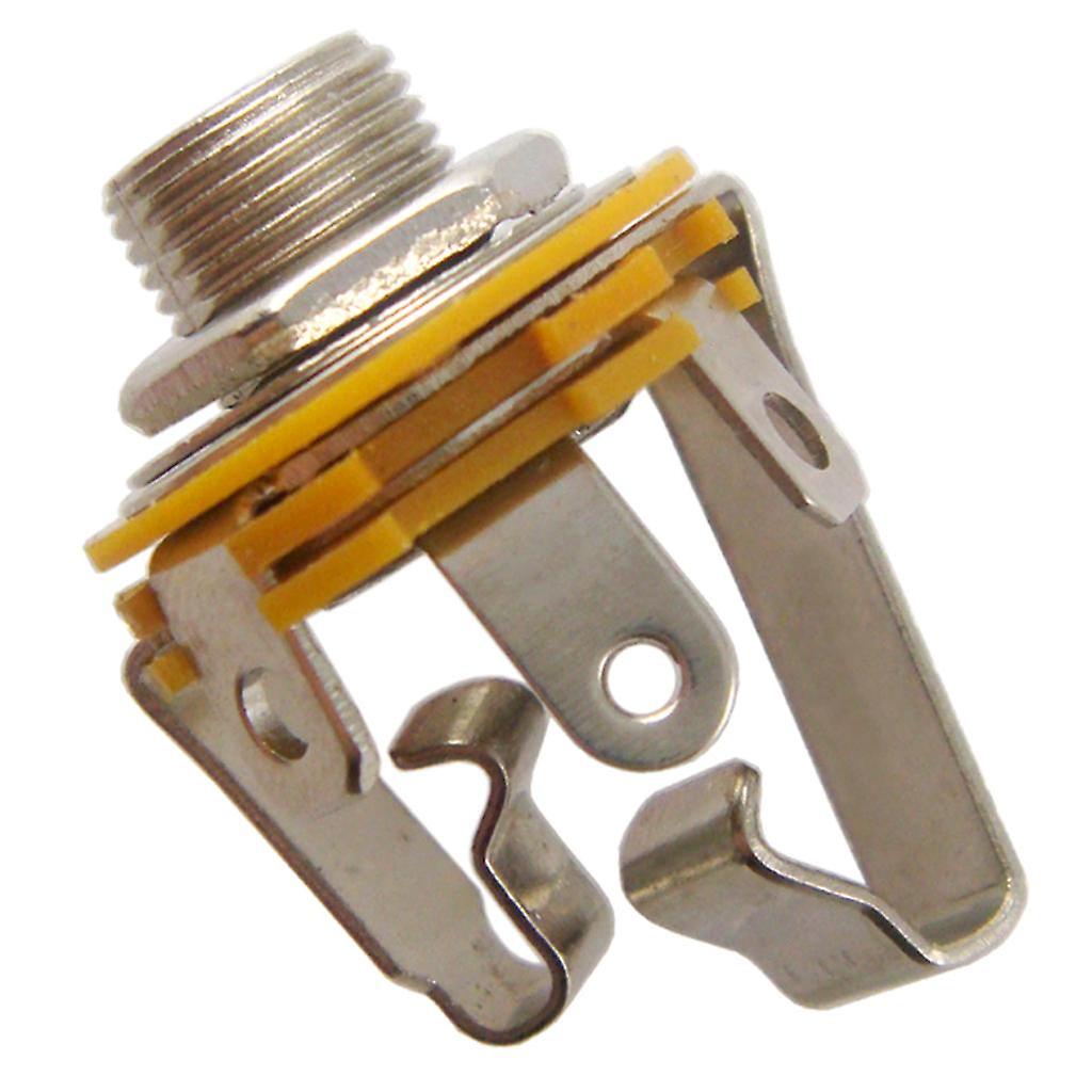 1/4" Jack Socket Stereo Output Connector Plug for Guitar Bass Pick-up Silver