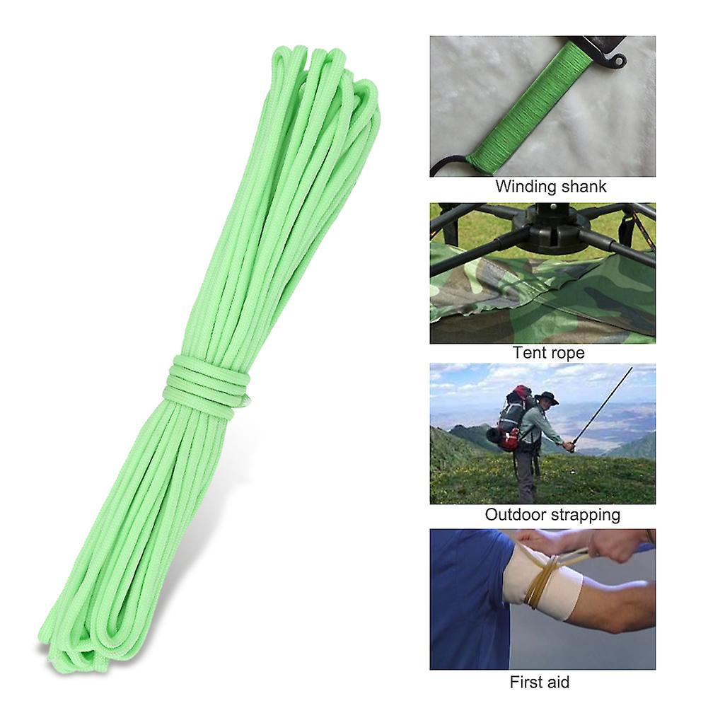 Luminous Paracord Rope Lanyard 9 Cores Outdoor Survival Glow in the Dark Parachute Rope Green