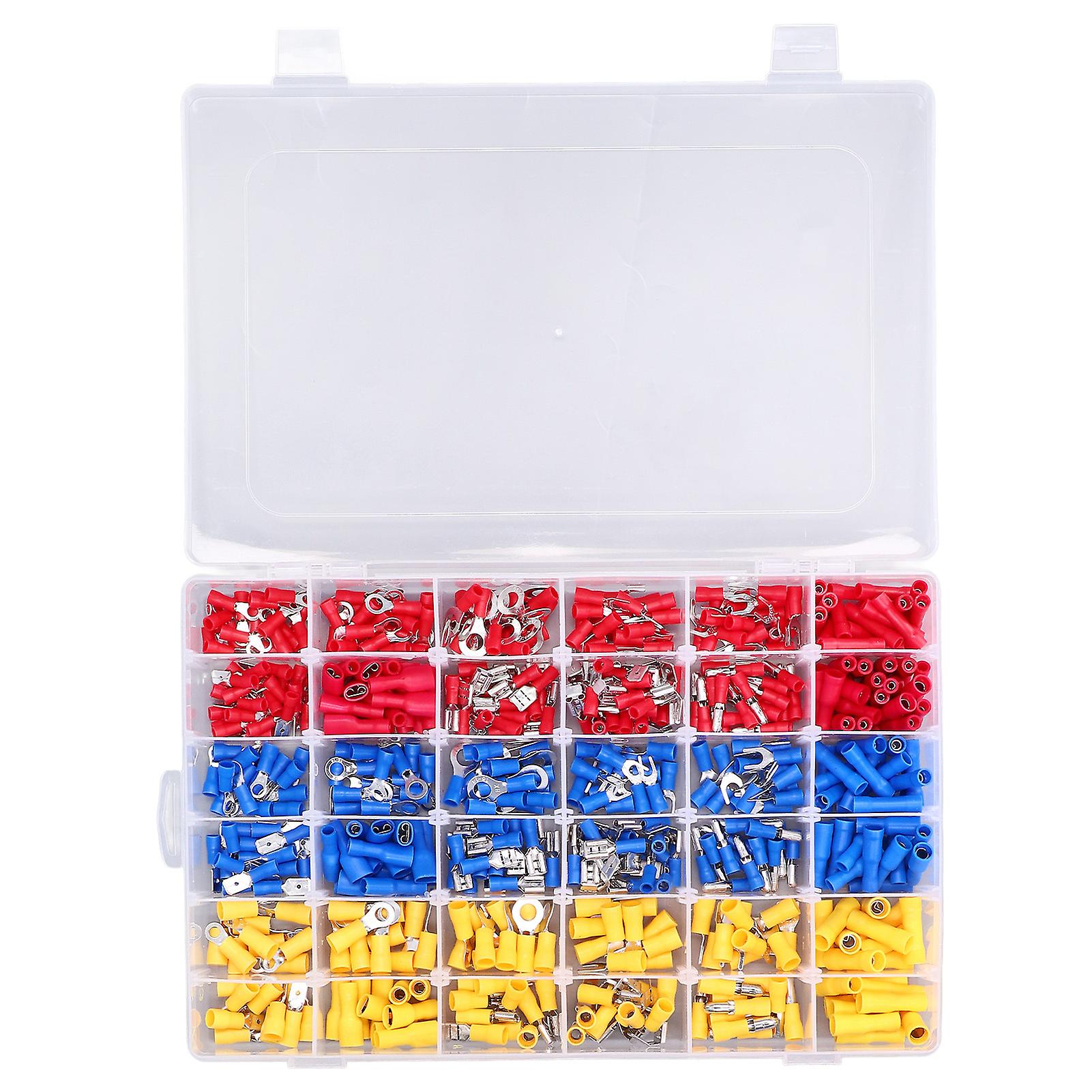 540Pcs/Set Mixed Crimp Terminals Copper PVC Quick Disconnect Electrical Wire Connectors for Computers