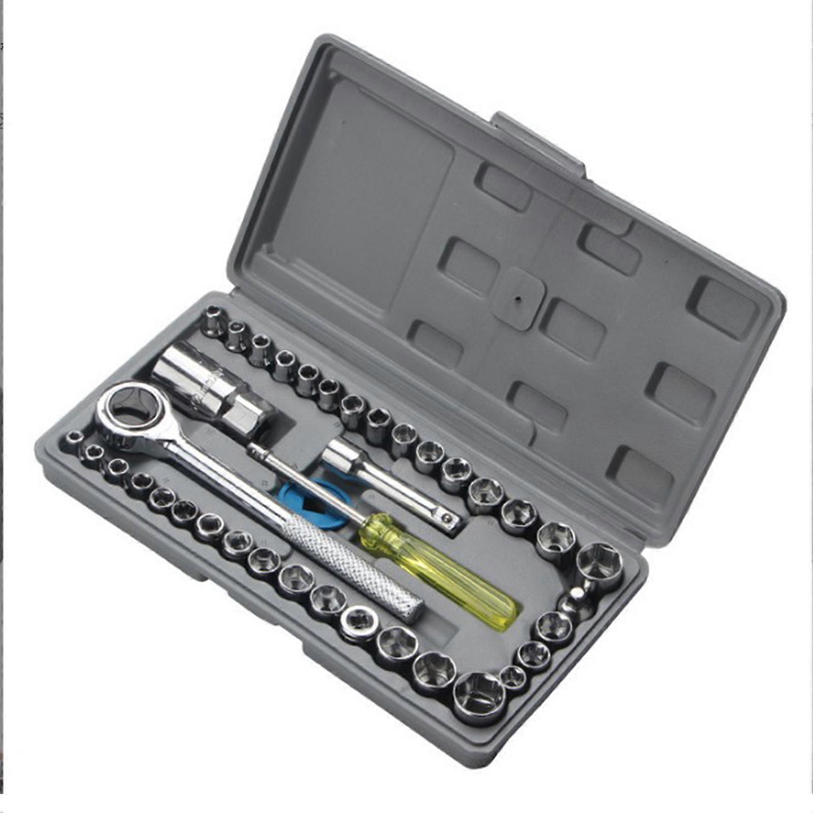 40pcs Drive Socket Wrench Set SAE Metric Sizes Multifunction Portable for Auto Repairing Household 