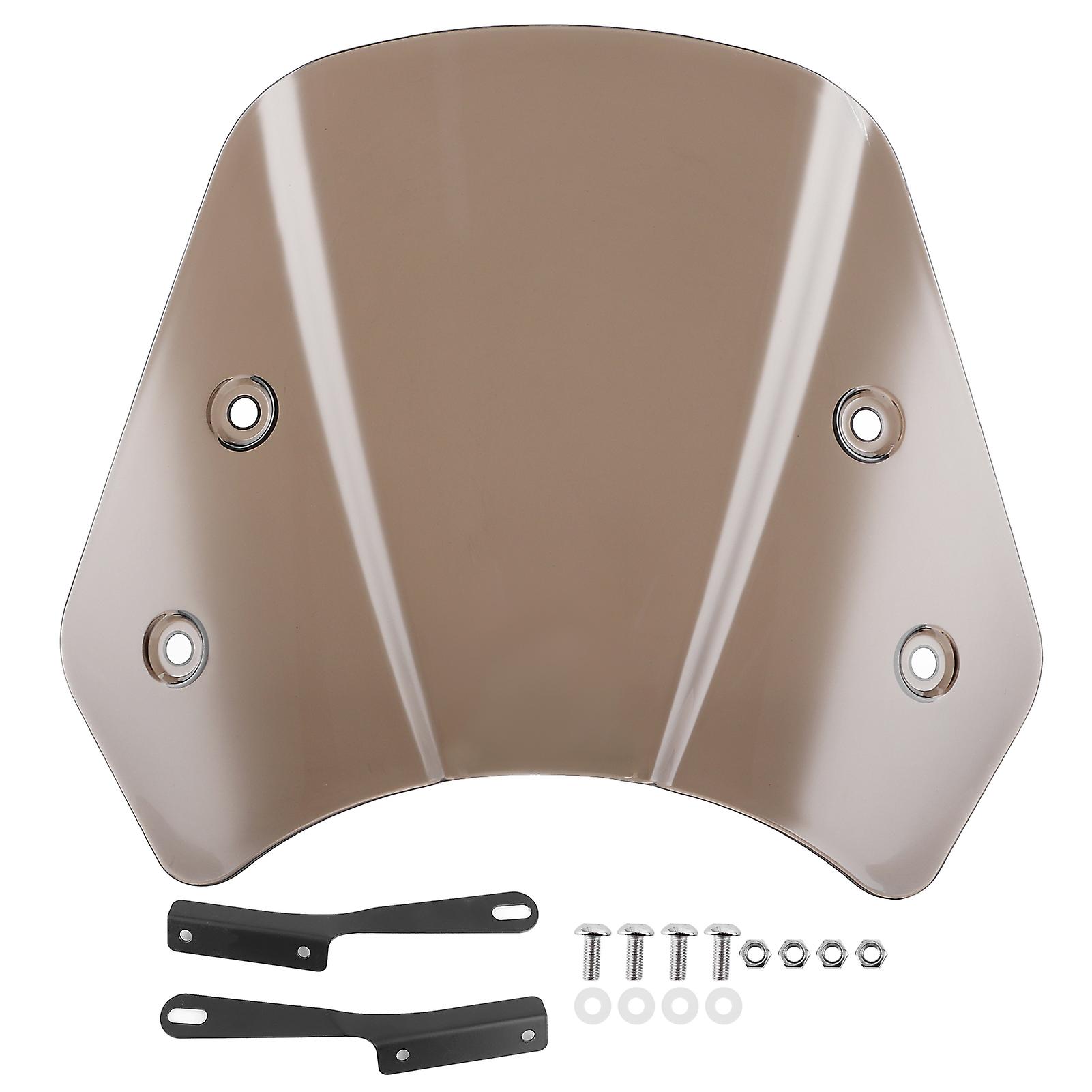 Universal Motorcycle Windshield Wind Deflector Screen W/Mounting Bracket for 5‑7inTawny