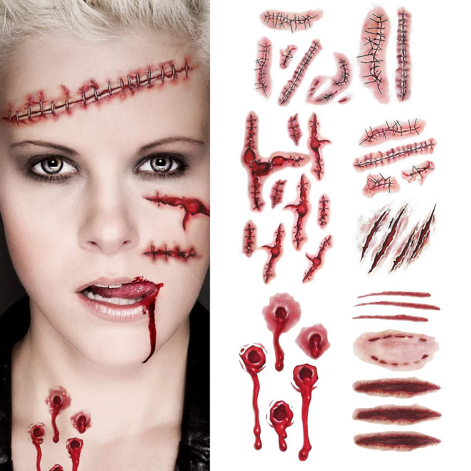 9pcs Halloween Scars Horror Tattoo Stickers