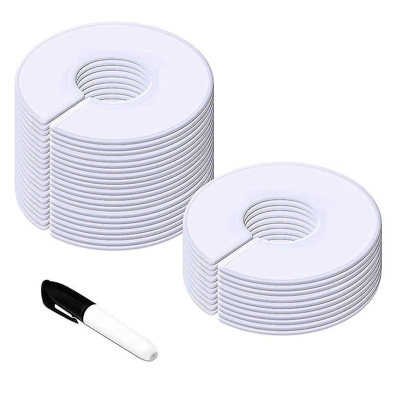 30 Pack White Round Clothing Size Closet Rack Dividers Hangers with 1Marker (Outer 3.5Inch, Inner 1