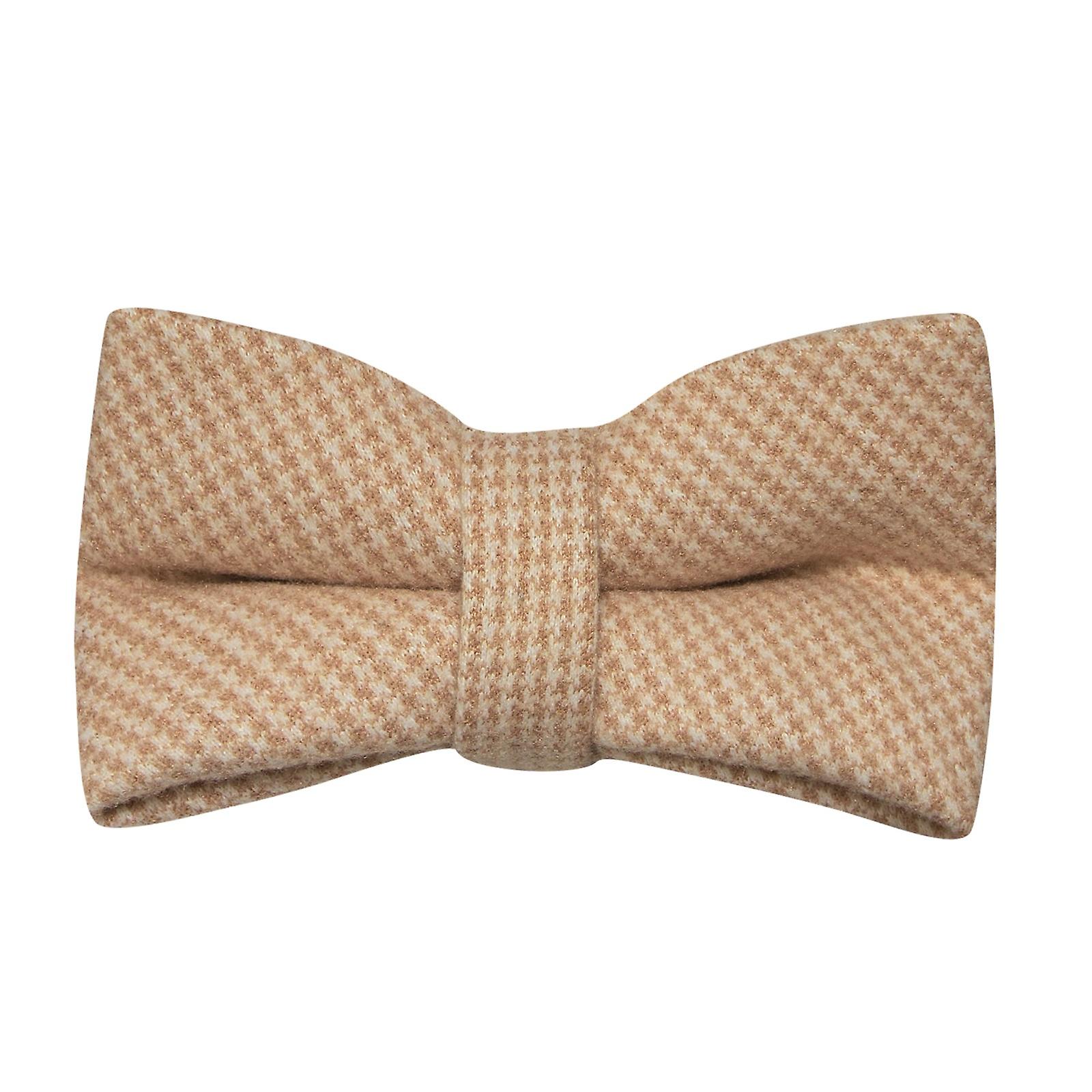 Golden Brown Micro Dogtooth Bow Tie