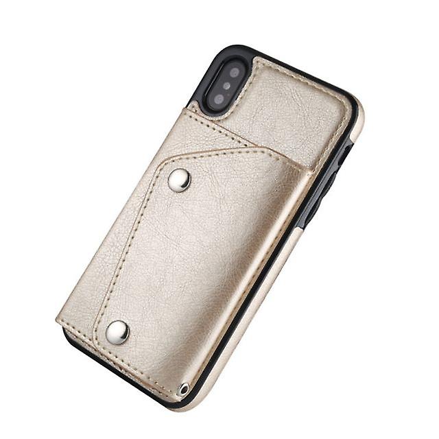 Apple iPhone X PU Case with Pocket - Gold