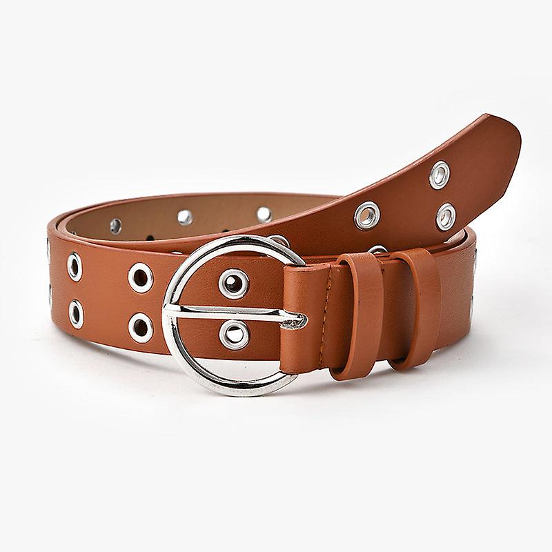 Women Belts Pin Buckle Simple Decorative Belt Student Casual Matching Jeans Double Row Air Hole Belt Female