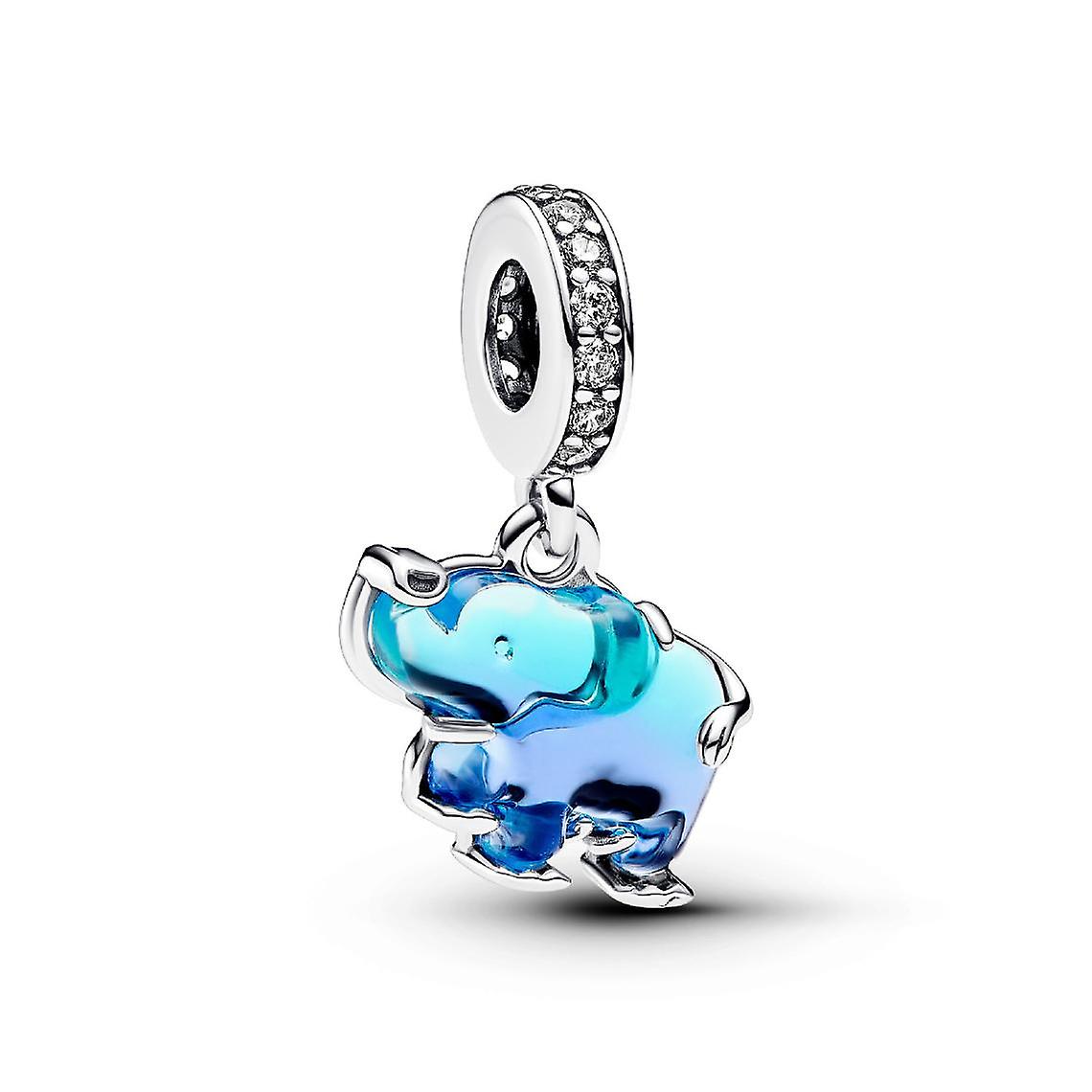 Blå Lampwork Elefant Hängsmycke Charm