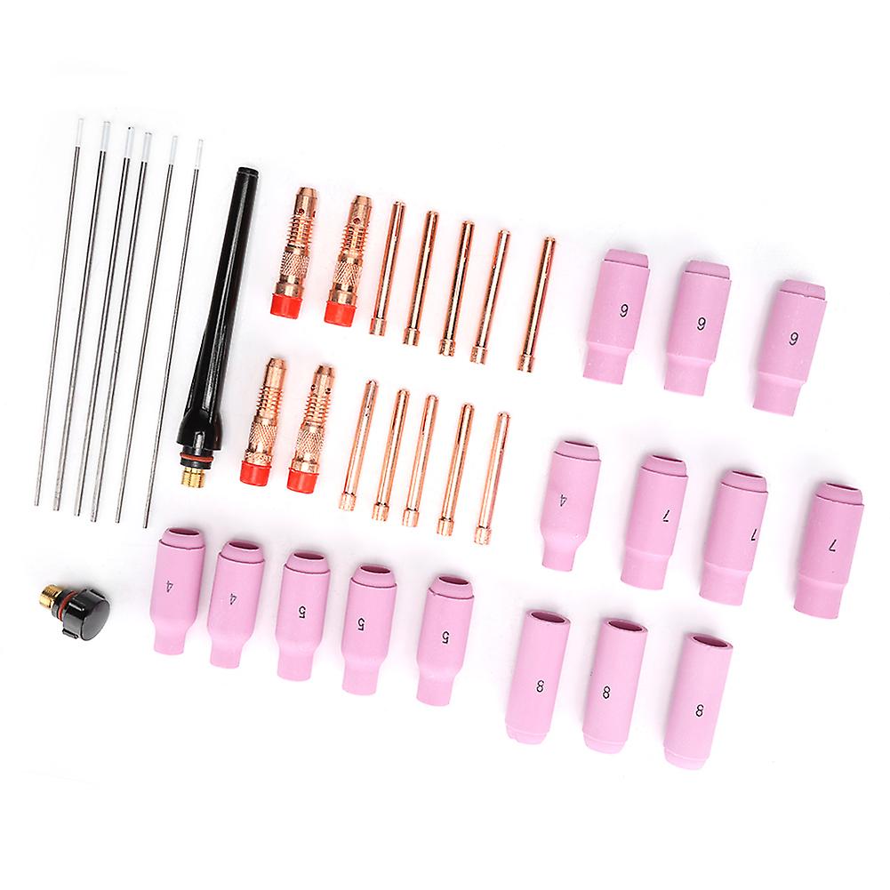 37pcs TIG Parts Tungsten Electrode Alumina Nozzle Collet Body Back Cap for WP17/18/26 Torch37pcs 