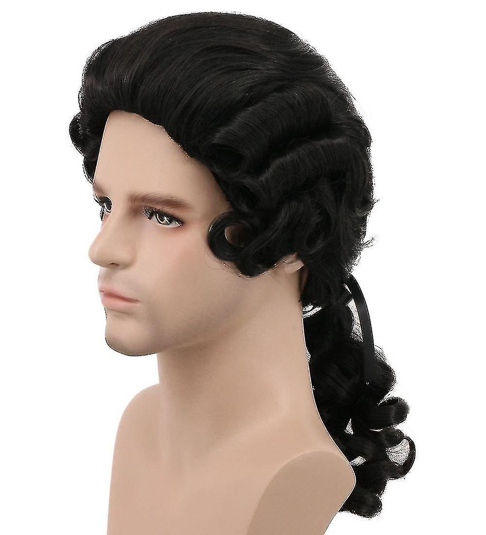 Judge Colonial Wig Man Long Wave Beige Wig