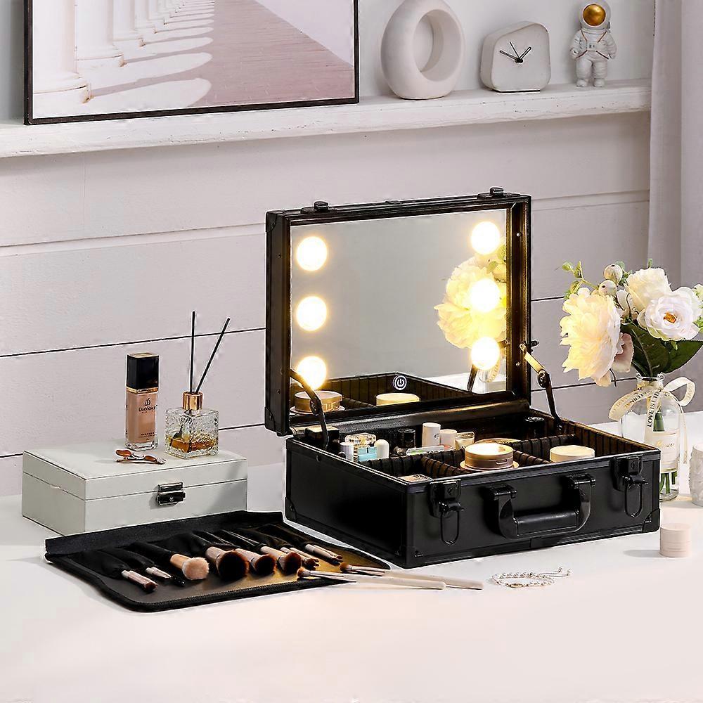 Lighted Cosmetic Train Case with Mirror