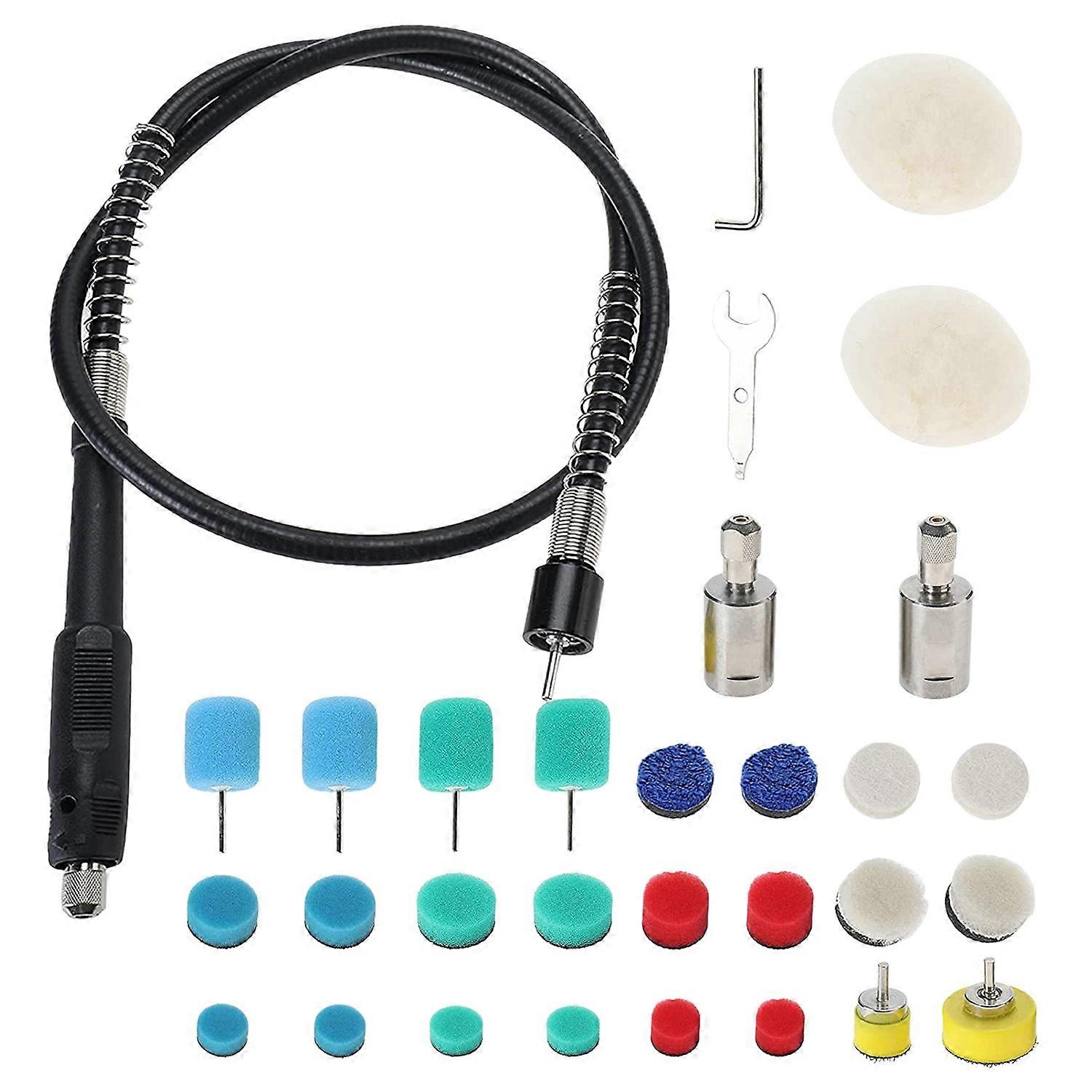 31PCS Mini Buffing Polishing Pads, Mini Detail Polisher Pads, Mini Polisher Tool with 1 Flexible Sh