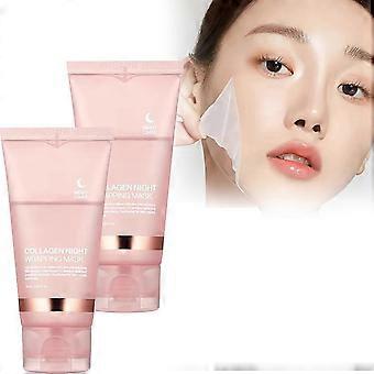 2pcs Collagen Night Wrapping Mask For Glowing Skin, Collagen Overnight Wrapping Peel Off Facial Mask, Reduces Sagging & Dullness