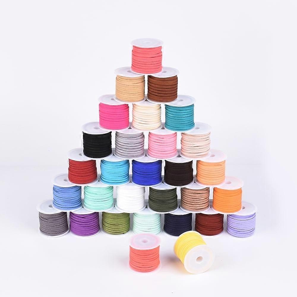30rolls Faux Suede Cord Faux Suede Lace Mixed Color 3x1.5mm about 5.46 yards(5m)/roll