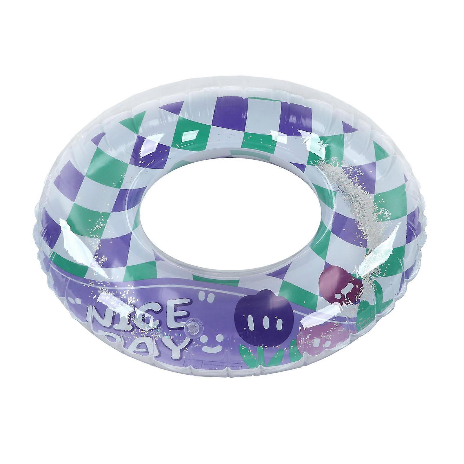Swimming Ring PVC Inflatable Grid Pattern Swim Float Pool Float Portable for Beach Travel