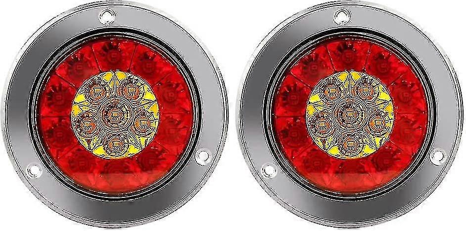 Round LED Brake Light - 4x4 Red Amber Tail Lights Indicator Lamp
